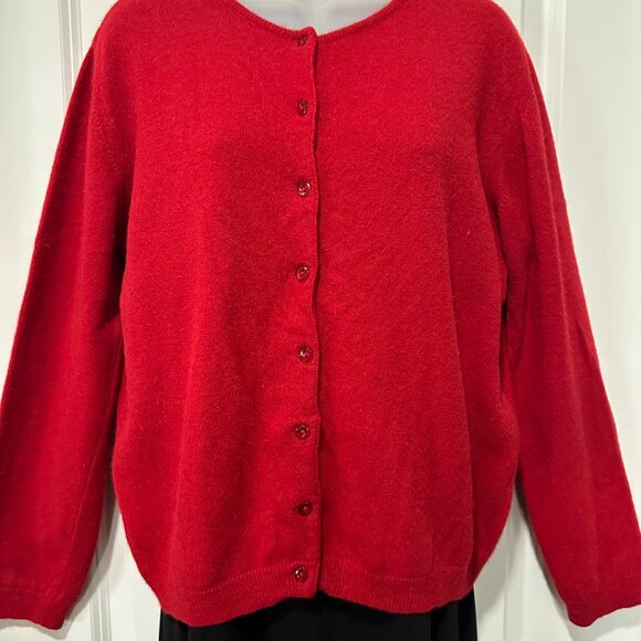 Zara Knit Cranberry-Colored Wool/Nylon/Angora Blend Cardigan, Size L - Picture 9 of 13